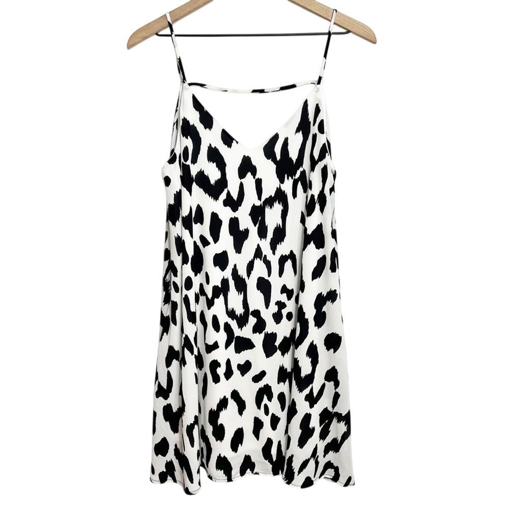 Peach Love California Black White Print Women Mini Dress Size Medium Brand New